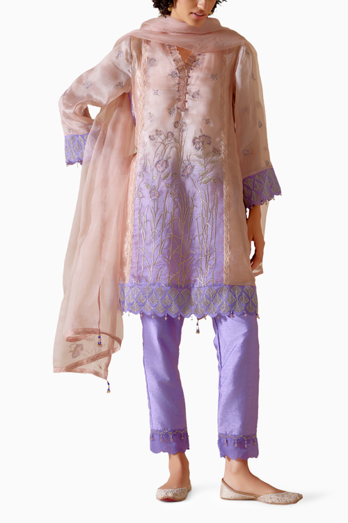 Farida Pink Purple Kurta Set