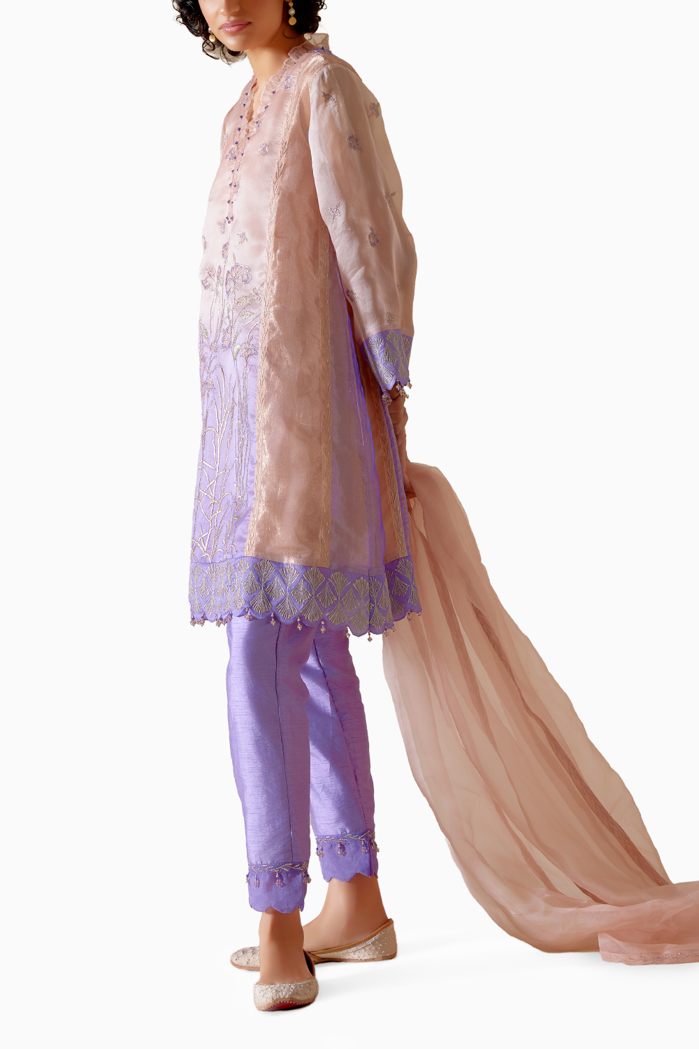 Farida Pink Purple Kurta Set