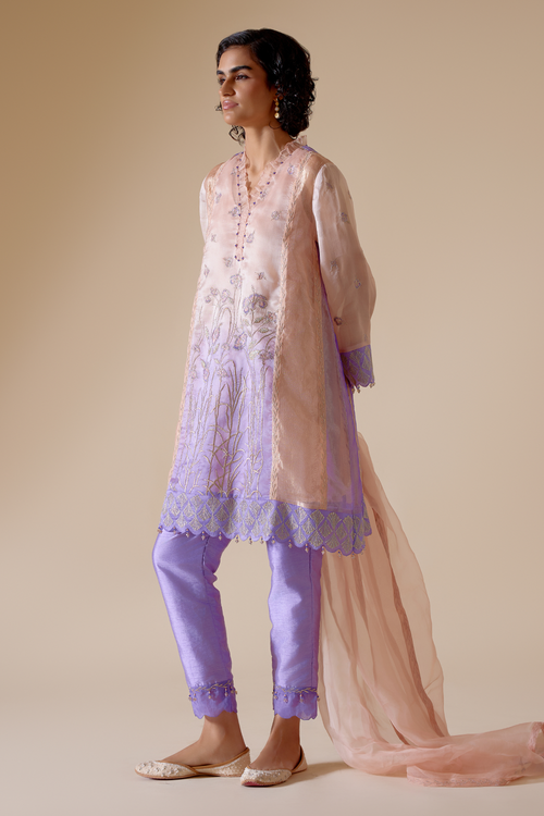 Farida Pink Purple Kurta Set