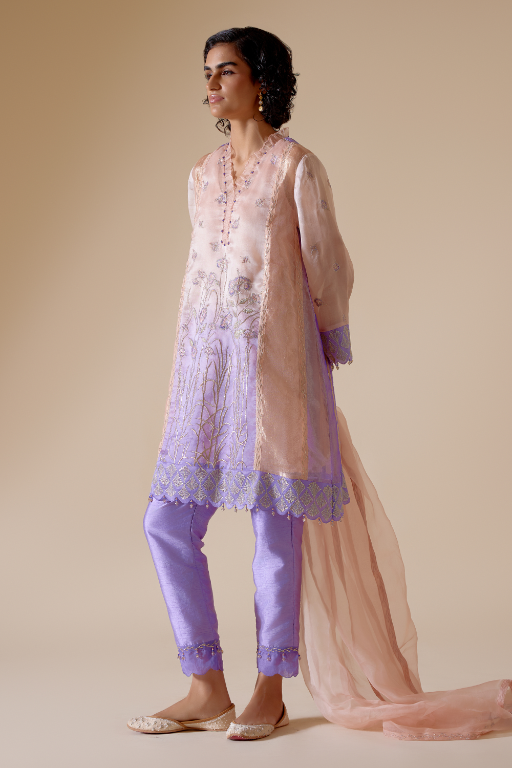 Farida Pink Purple Kurta Set