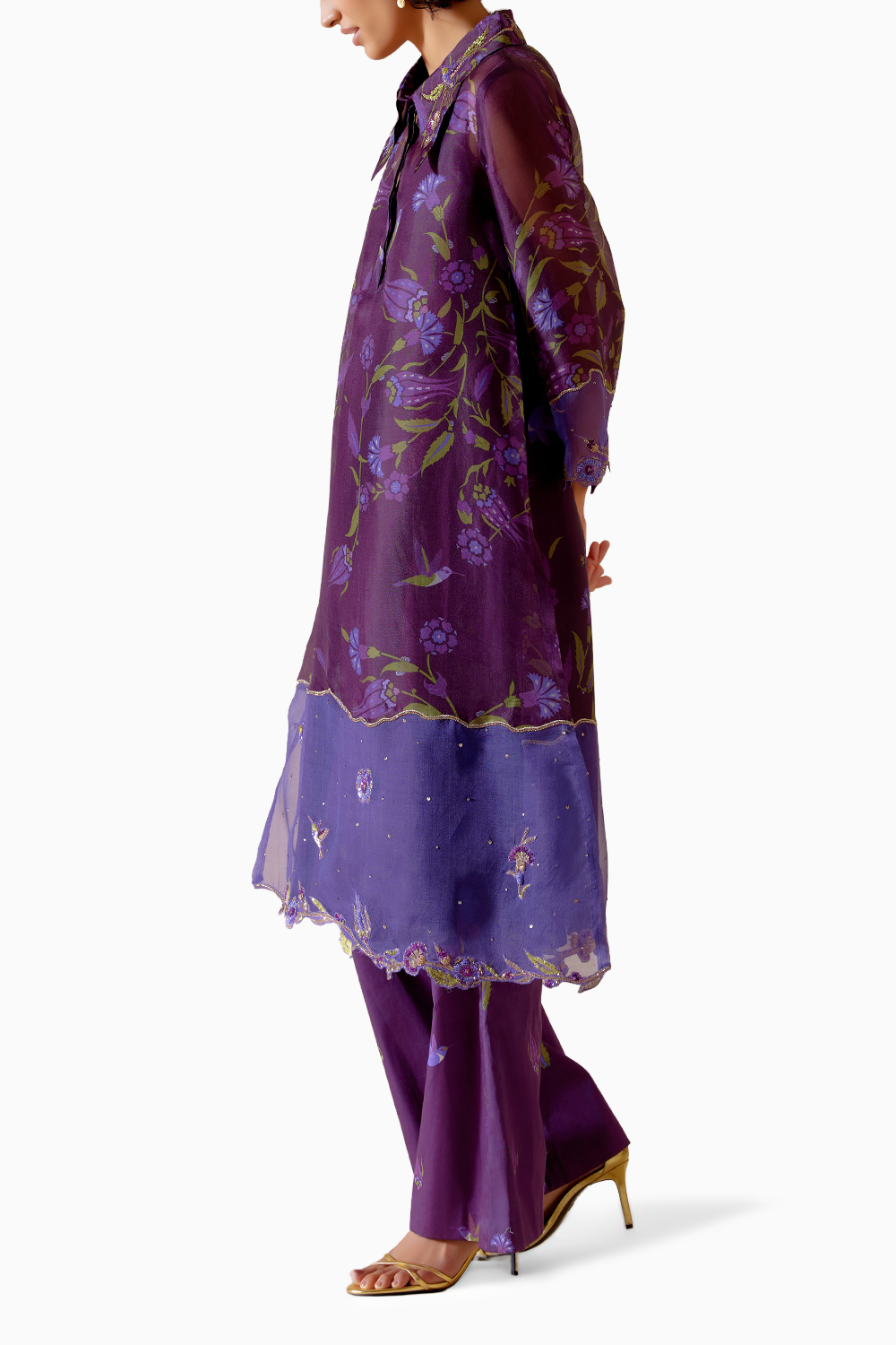 Tara Purple Printed Kurta Set