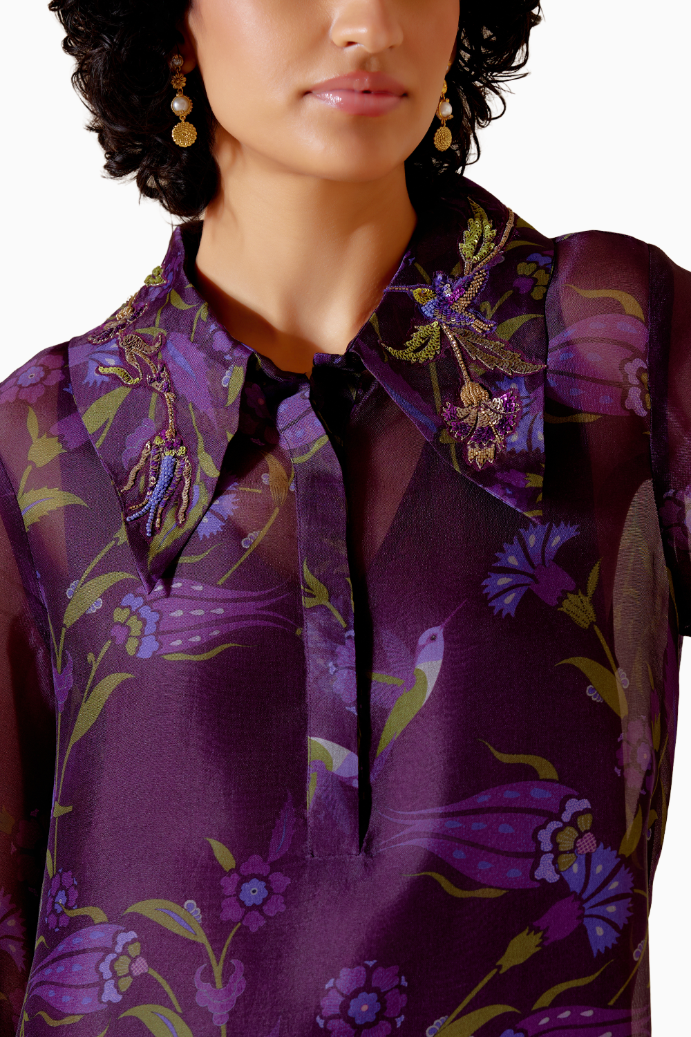 Tara Purple Printed Kurta Set