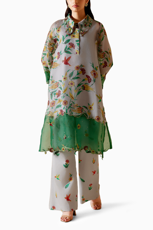 Tara Grey Printed Kurta Set