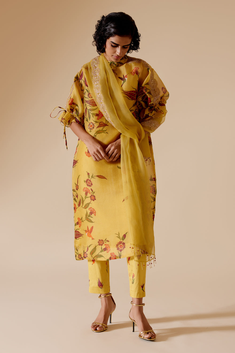 Bia Yellow Printed Kurta Set with Dupatta