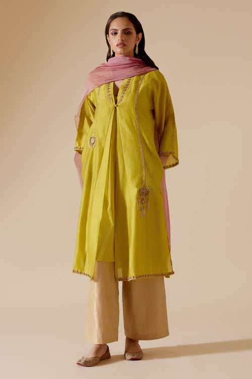 Ambreen Yellow Kurta Set with Dupatta