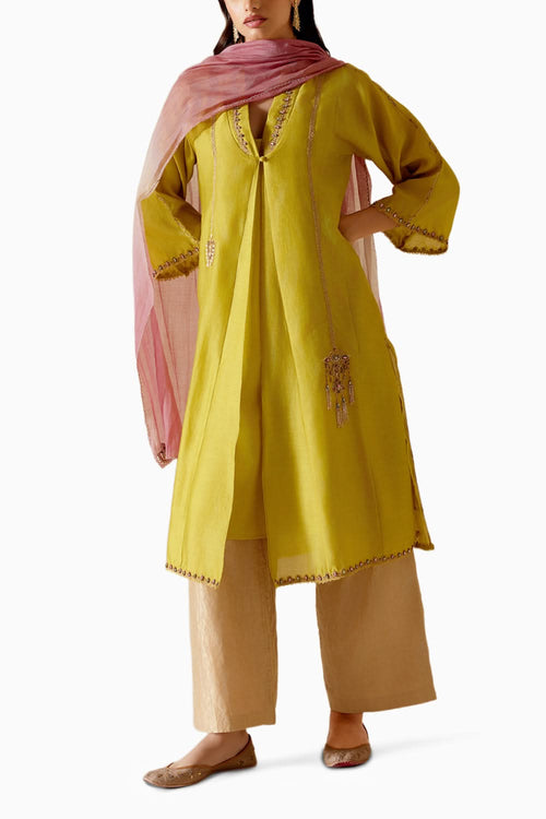 Ambreen Yellow Kurta Set with Dupatta