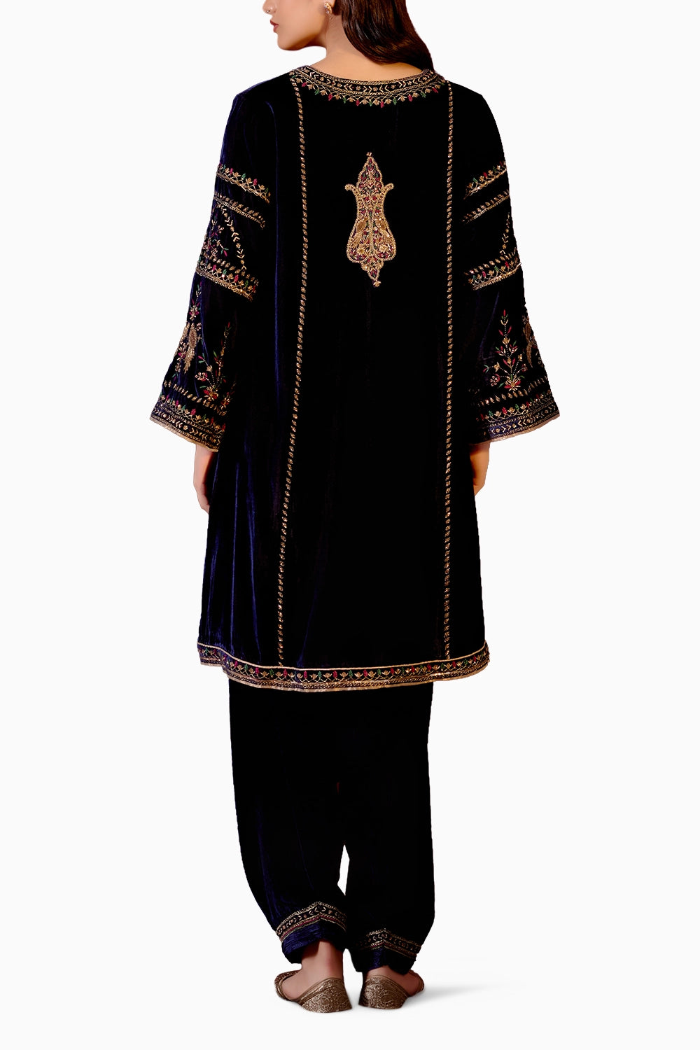 Amna Velvet Blue Kurta Set