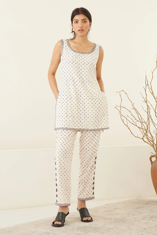Vanilla White Kimono Kurta Set