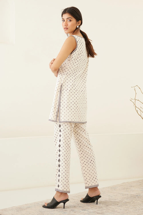 Vanilla White Kimono Kurta Set