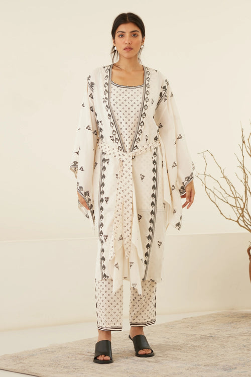 Vanilla White Kimono Kurta Set