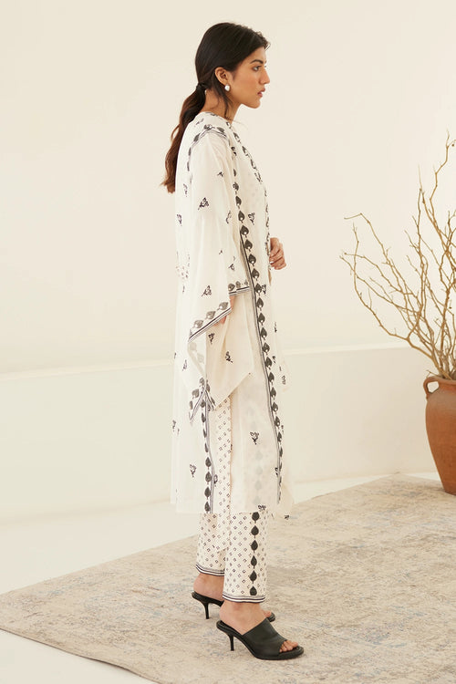 Vanilla White Kimono Kurta Set