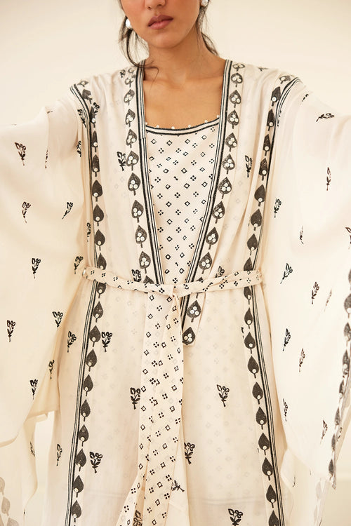 Vanilla White Kimono Kurta Set