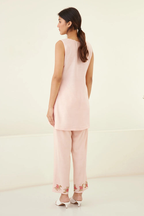 Crystal Pink Gathered Tunic Set