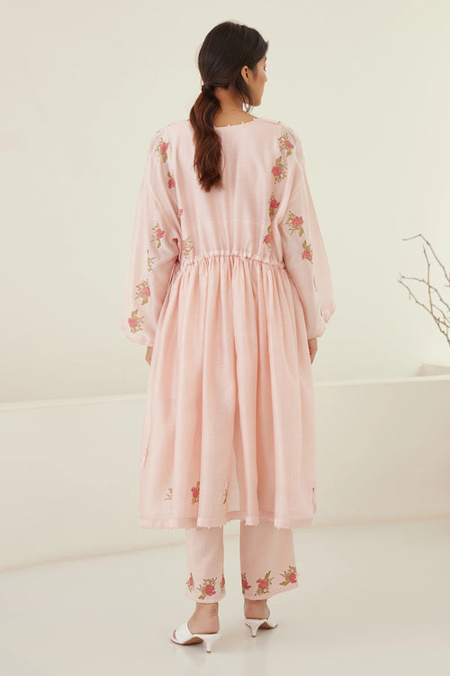 Crystal Pink Gathered Tunic Set