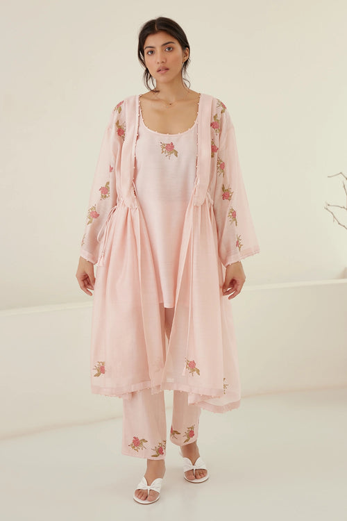 Crystal Pink Gathered Tunic Set