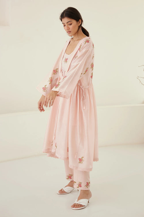 Crystal Pink Gathered Tunic Set