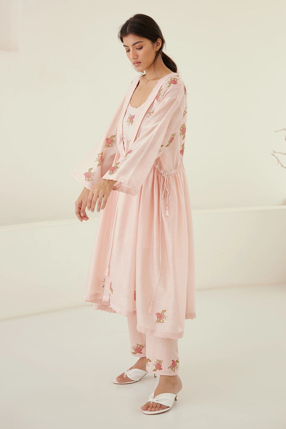 Crystal Pink Gathered Tunic Set