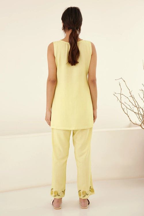 Canary Yellow Kimono Kurta Set