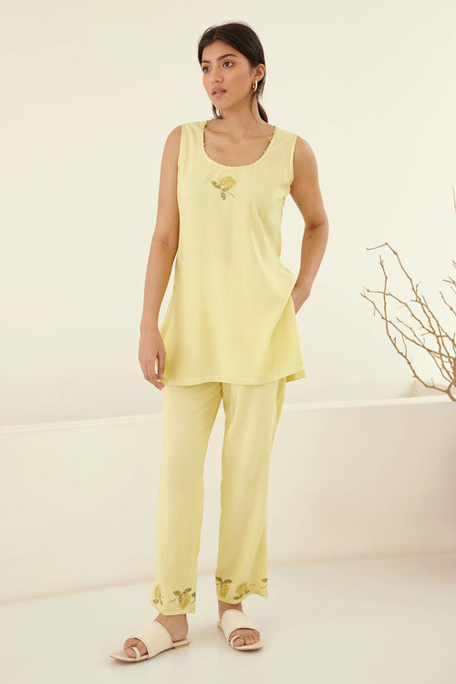 Canary Yellow Kimono Kurta Set