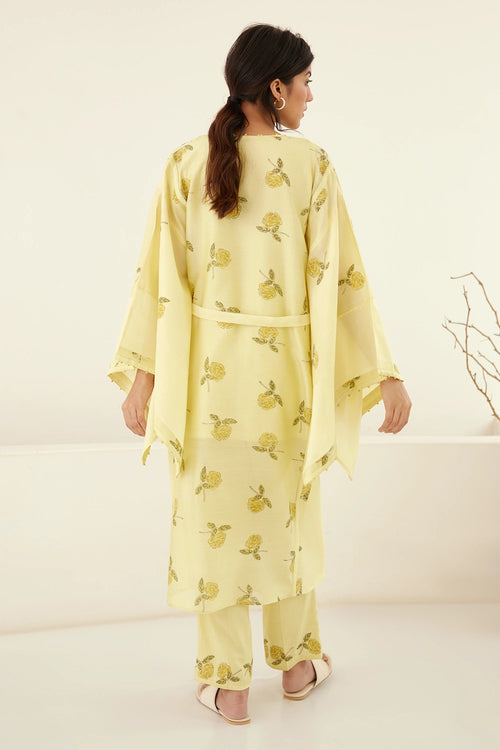Canary Yellow Kimono Kurta Set