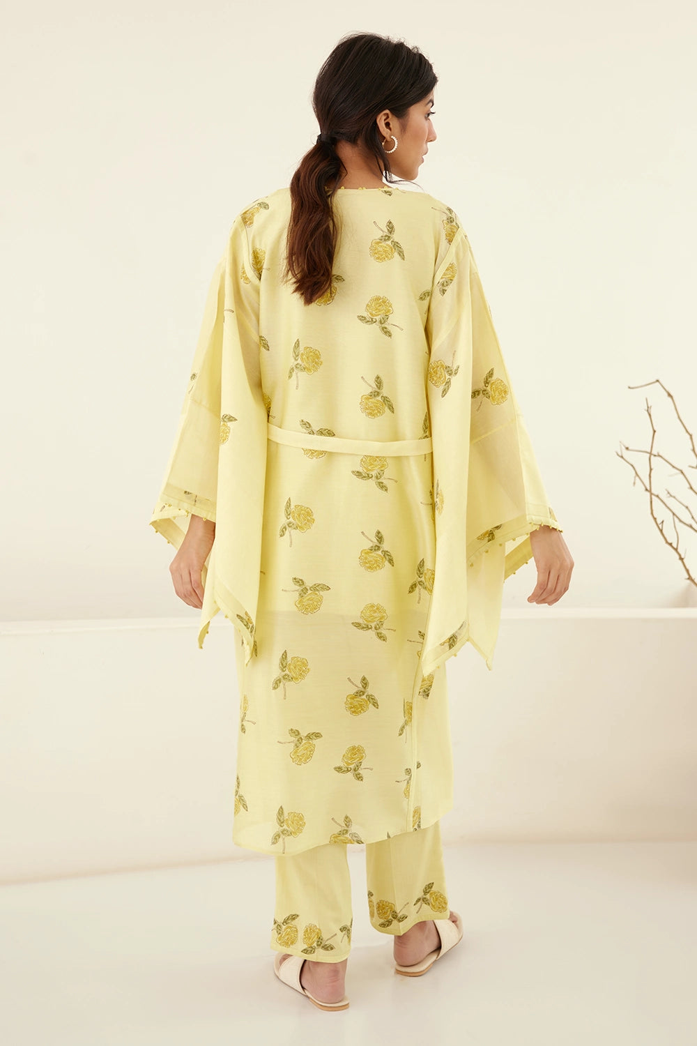 Canary Yellow Kimono Kurta Set