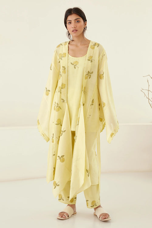 Canary Yellow Kimono Kurta Set