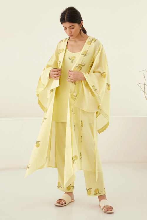 Canary Yellow Kimono Kurta Set