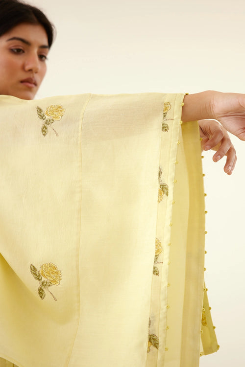 Canary Yellow Kimono Kurta Set