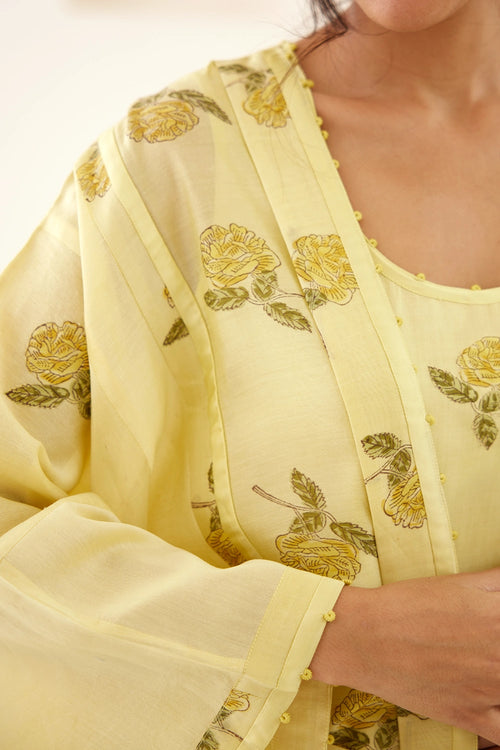Canary Yellow Kimono Kurta Set