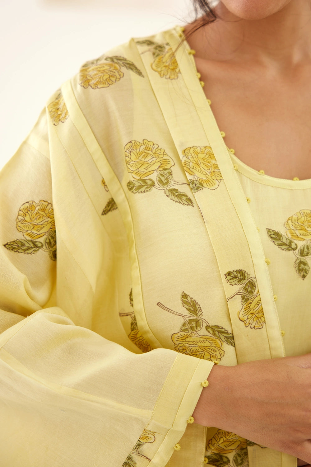 Canary Yellow Kimono Kurta Set