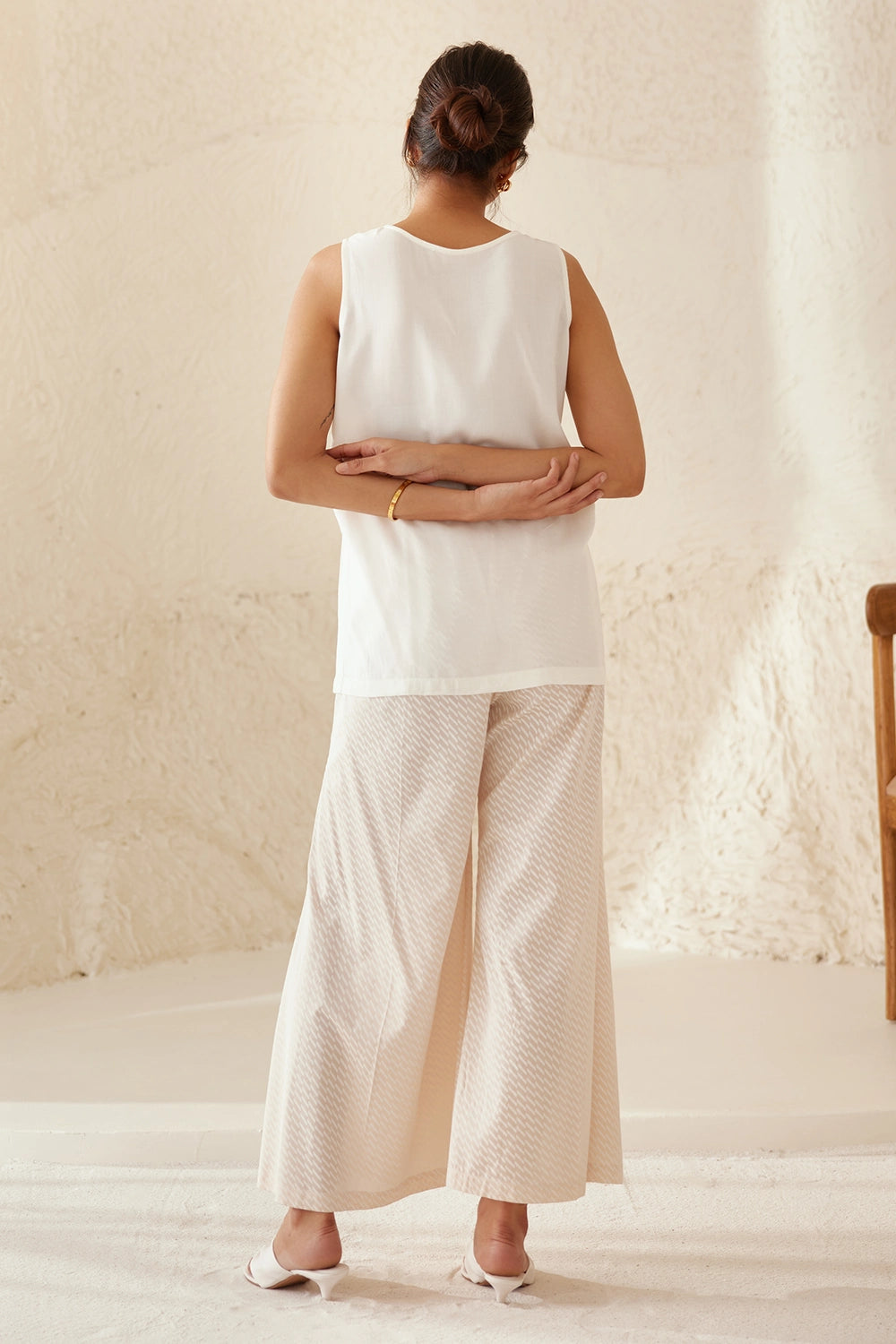 Pristine White Block Printed Kimono Set