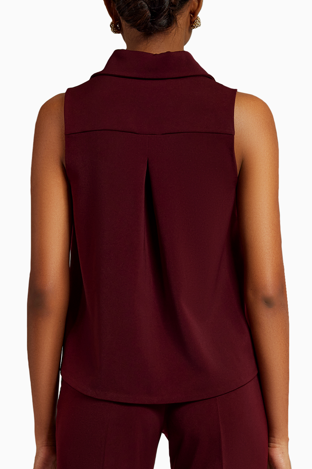 Burgundy Stretch Suiting Sleeveless Top