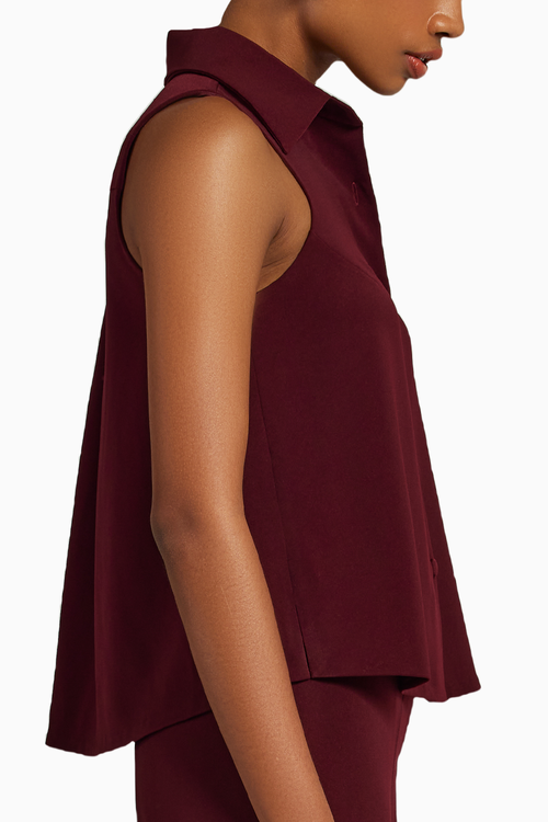 Burgundy Stretch Suiting Sleeveless Top