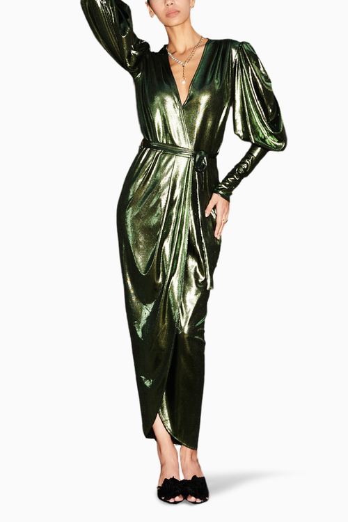 Mettalic Green Long Dress