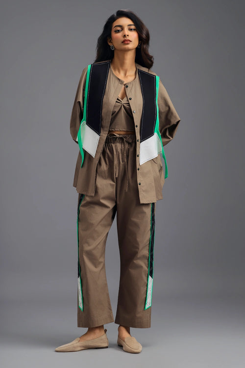 Mud Co-ord Set with Bralette and Straight Pants