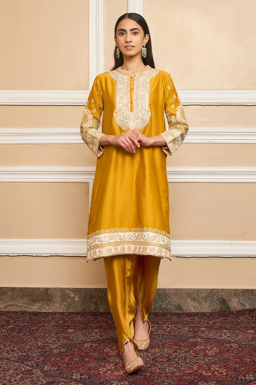 Myreen Glaze Mustard Straight Kurta with Dhoti