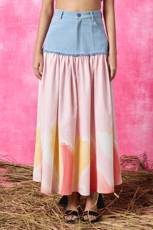 Blush Pop Embroidered Blazer And Skirt