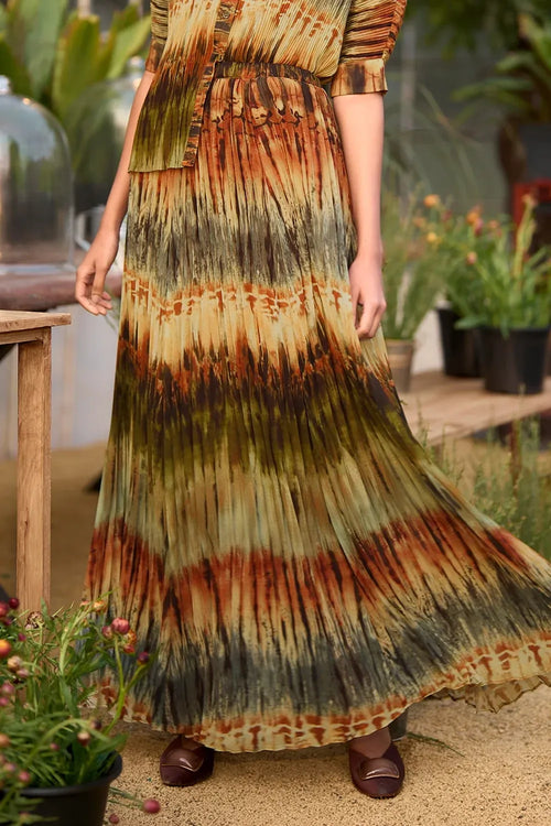 Pleated Multi Tie Dye Skirt