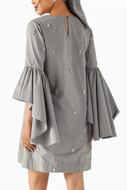 Leah Blue Checks Dress