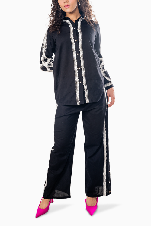 Black Linen Co-ord Set