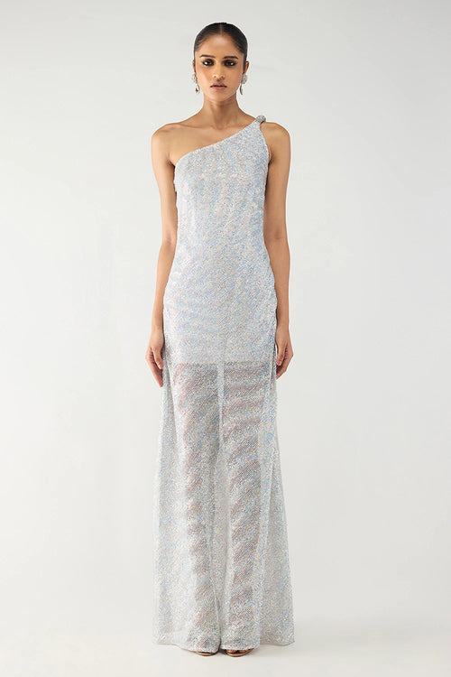 Iridescent One-Shoulder Gown
