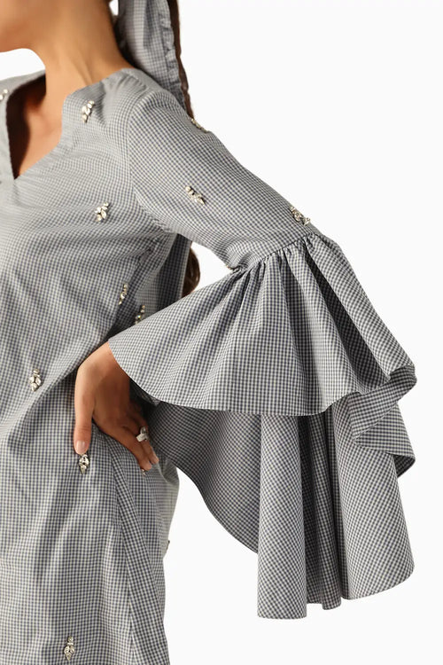 Leah Blue Checks Dress