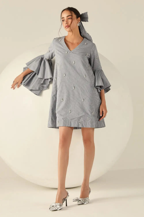 Leah Blue Checks Dress