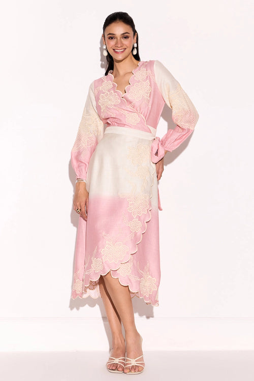 Pink Como Ombre Wrap Dress