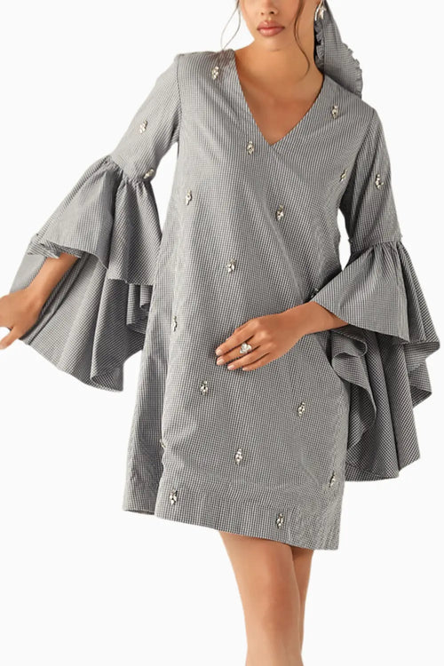 Leah Blue Checks Dress