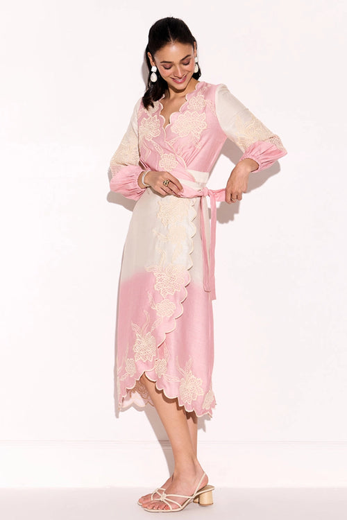 Pink Como Ombre Wrap Dress