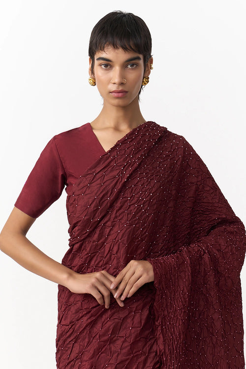 Binduna Burgundy Rani Saree