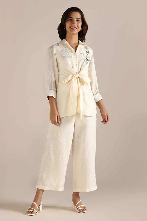 Honey Suckle Off-White Tie Co-ord Set