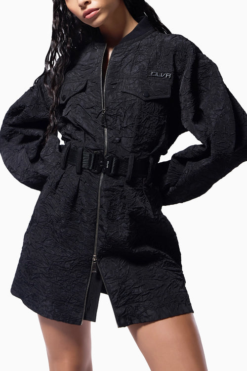 Charcoal Black Trucker Dress