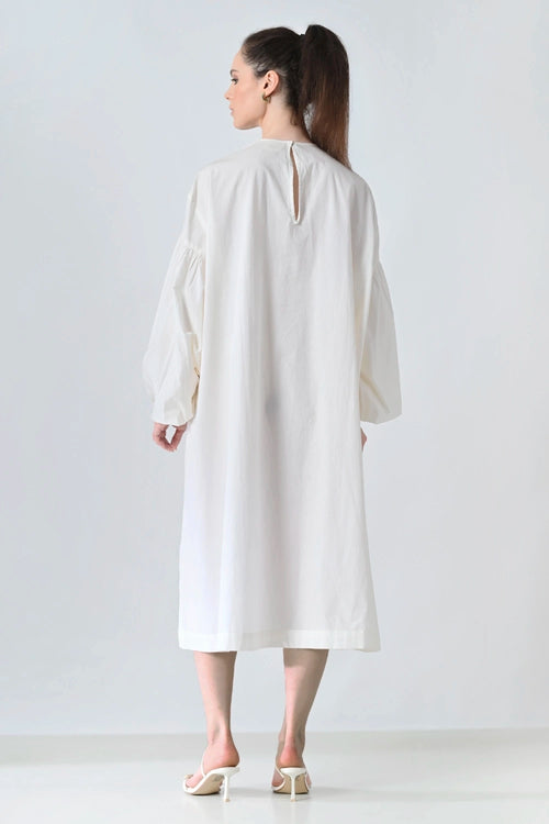 Ivory Orchid Printed Statement Shirt Dress